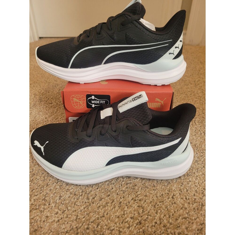 Puma Reflect Lite Wide Women's Size 6.5 Black Dewdrop Running Shoes NIB